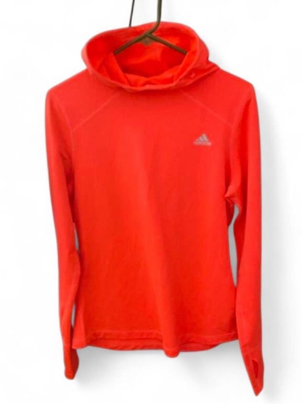 adidas Response Climawarm Neon Orange Coral Pink Performance Hooded Pullover L